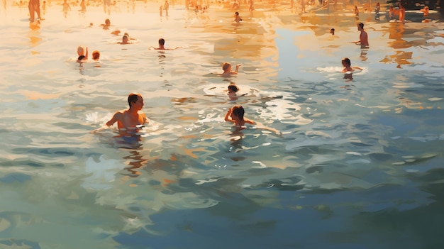 People swimming in a swimming pool