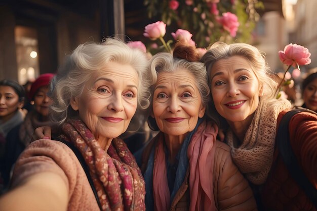 People taking a selfie together on womens day