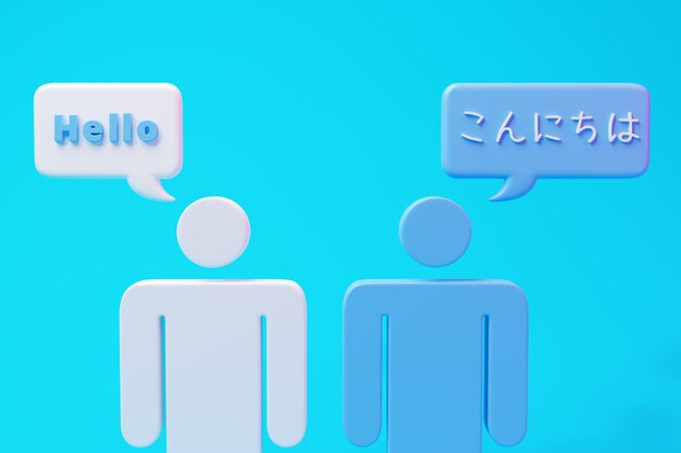 people talking dialog blue background 3d render