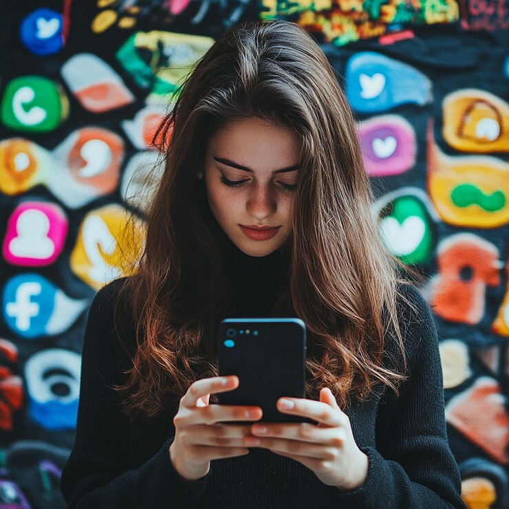 Photo people testing social media