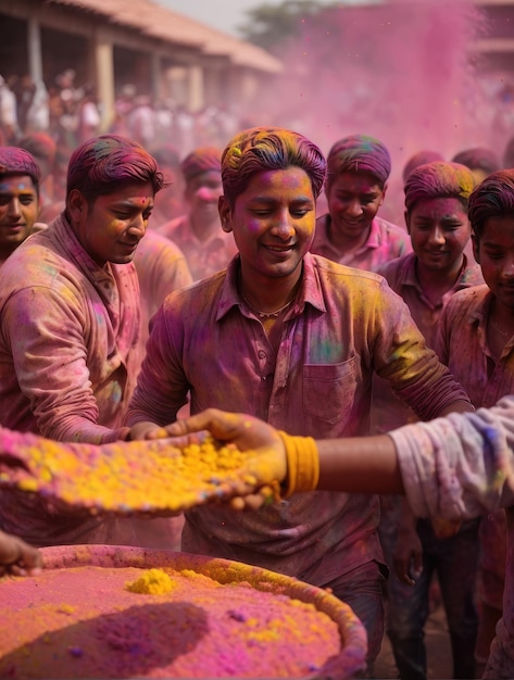 people throw up Holi paints Holi festival of colors 4K