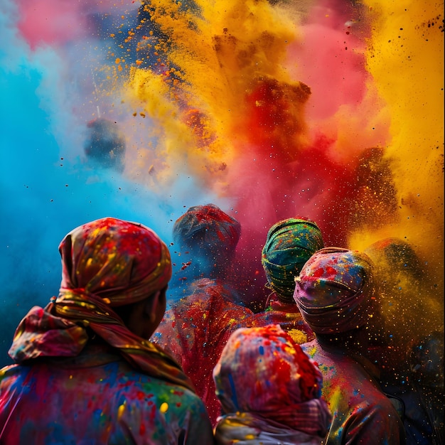 people throw up Holi powder Holi festival of colors Happy Holi