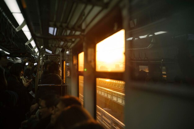 Photo people traveling in train