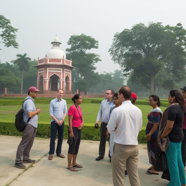 People visiting a a public space