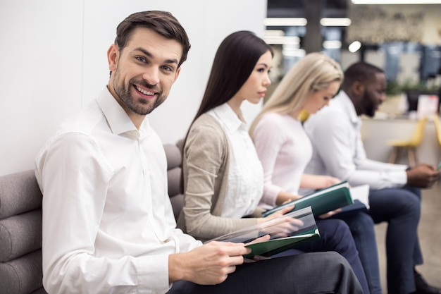 People waiting for job interview concept