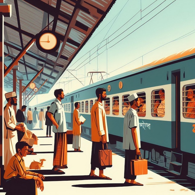 People waiting in Train station