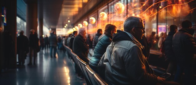 Photo people waiting at the underground station