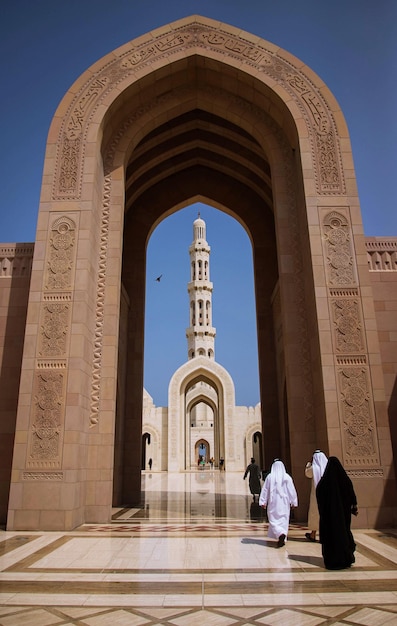 people waking at mosque