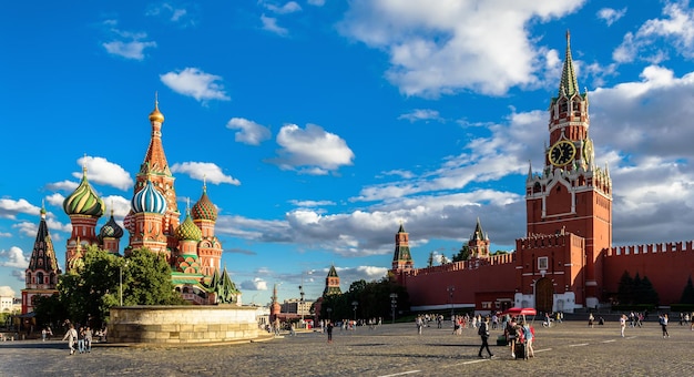 People walk on Red Square in Moscow Russia