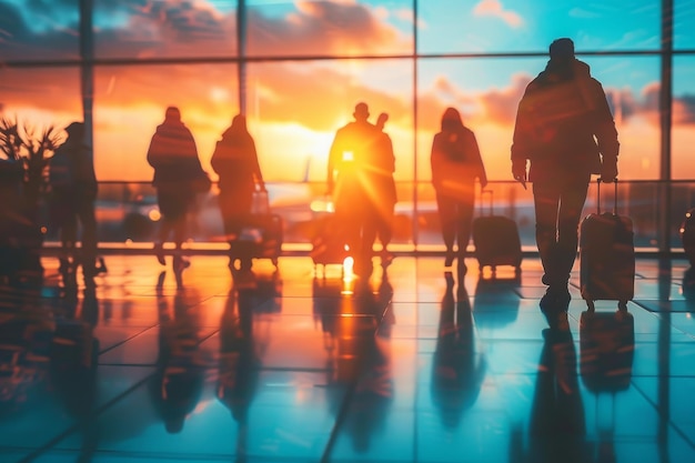 People walking to the airport terminal Generative AI