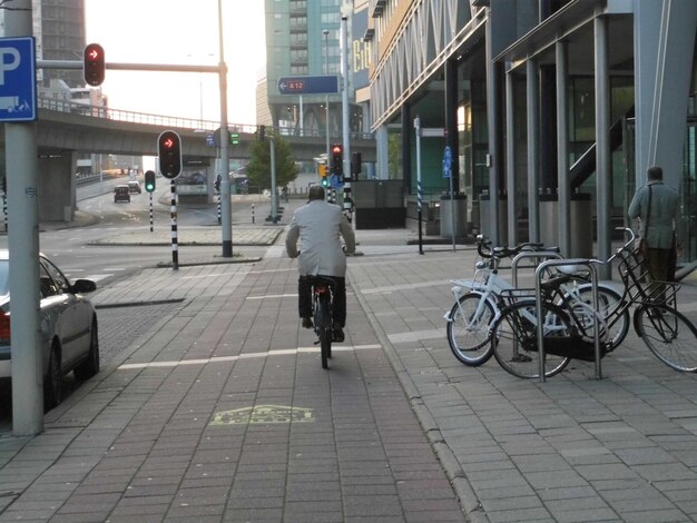 People walking on city street