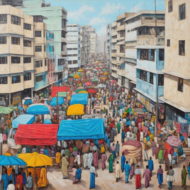 People walking in a crowded city