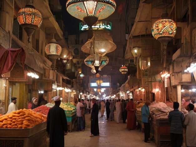 Photo people walking in the market in the old city