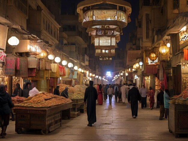 Photo people walking in the market in the old city