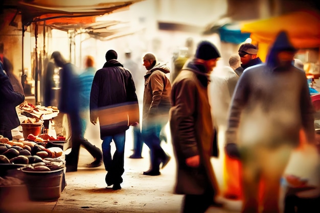 People walking in a market with a sign that says'i'm not a shopper '