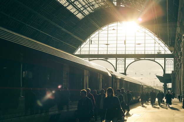 people walking in railway station