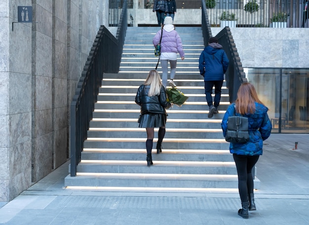 People walking on stairs