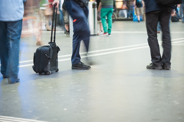 People walking on street and subway