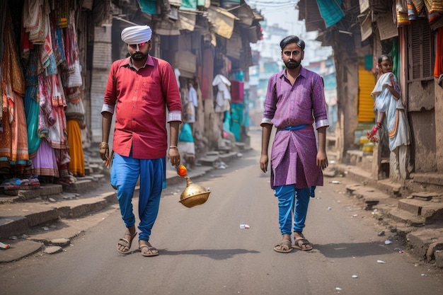 people walking in the streets of India