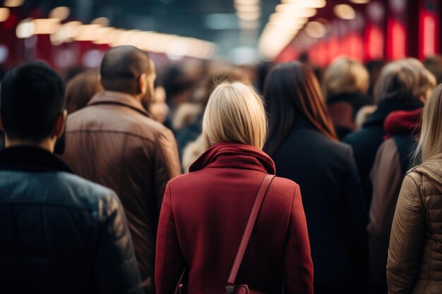 Foto persone che camminano in un passaggio della metropolitana