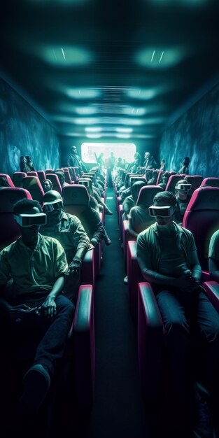 People watching film with vr headset Modern cinema audience generative ai