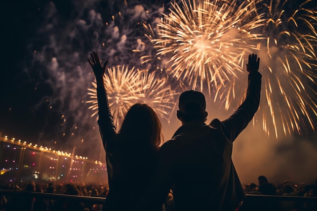 people watching the fireworks during the celebration of the new year