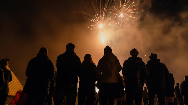 People watching fireworks at a festival