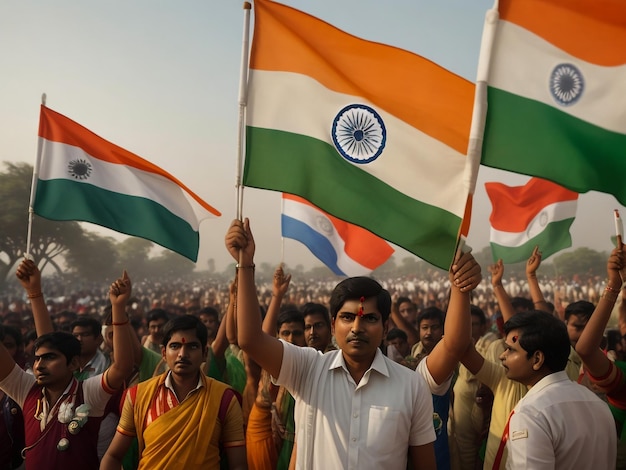 People watching a performance in India