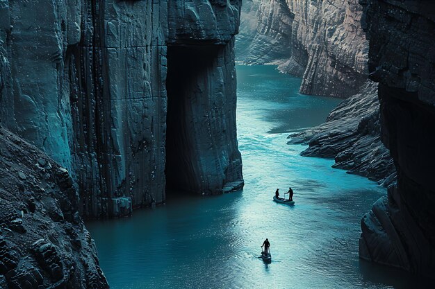 Photo people on water in gorge style