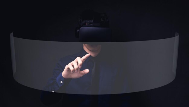 Photo people wearing vr glasses with a screen