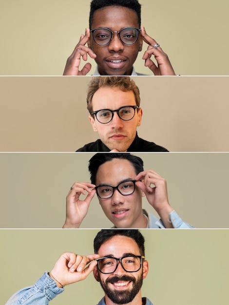 People with glasses composition