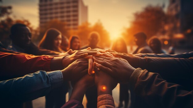 people with hands clapping together