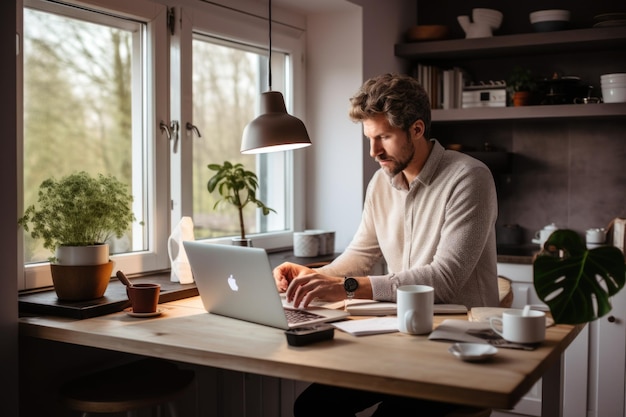 Photo people work from home enjoys work life balance