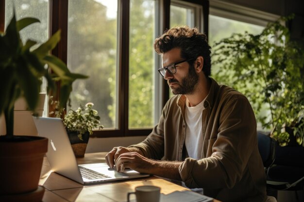 Photo people work from home enjoys work life balance