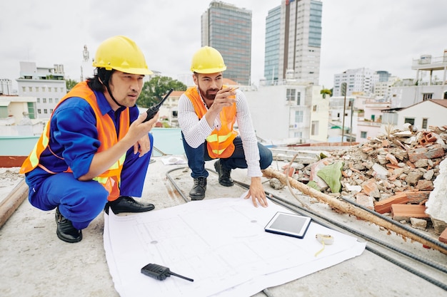 People working at construction site