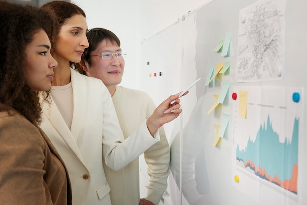 People working in elegant and cozy office space