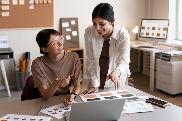 People working on elegant and cozy office