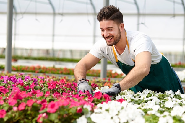 People working in a garden store