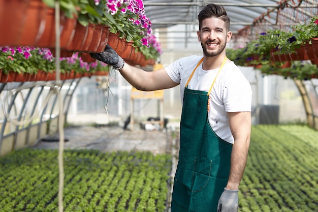 People working in a garden store