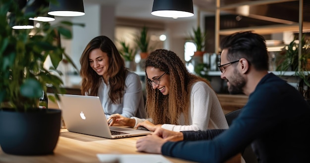 People working on laptops at a table