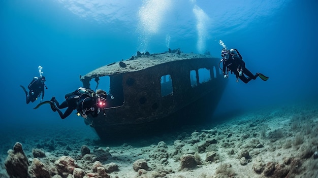 peoples in the ocean and broken boat