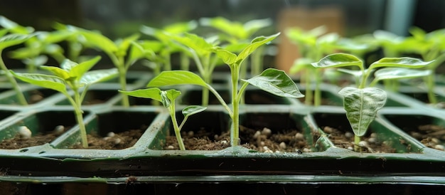 Foto peper zaailingen groeien in een pot