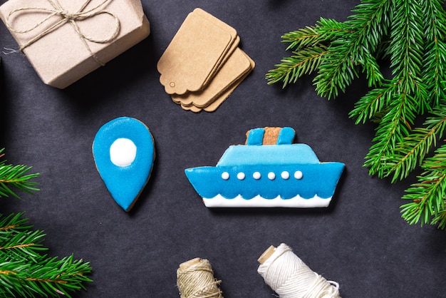 Peperkoek schip, kerst concept