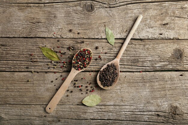 Pepper peas on wooden background