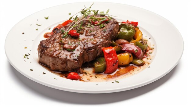 Pepper steak geïsoleerd op een witte achtergrond