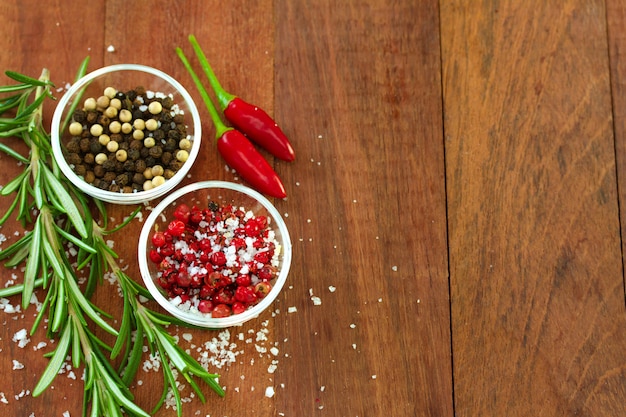 Pepper with salt and rosemary