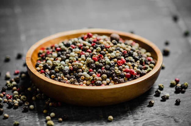 Peppercorn on a rustic background