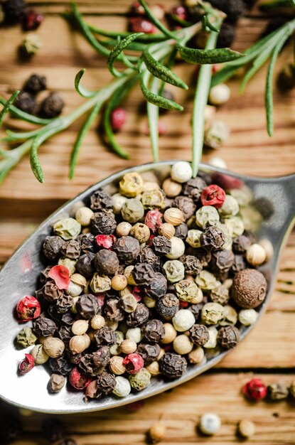 Peppercorn on a rustic background