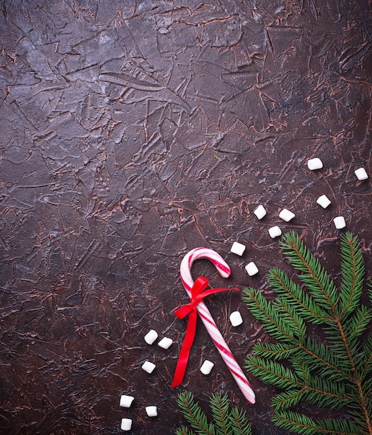 Peppermint candy cane. Christmas festive background