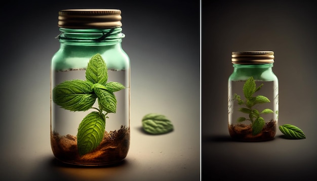 Peppermint oil in a jar Generative AI